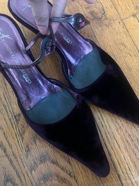 Giuseppe Zanotti Deep Purple Velvet Slingback Heels